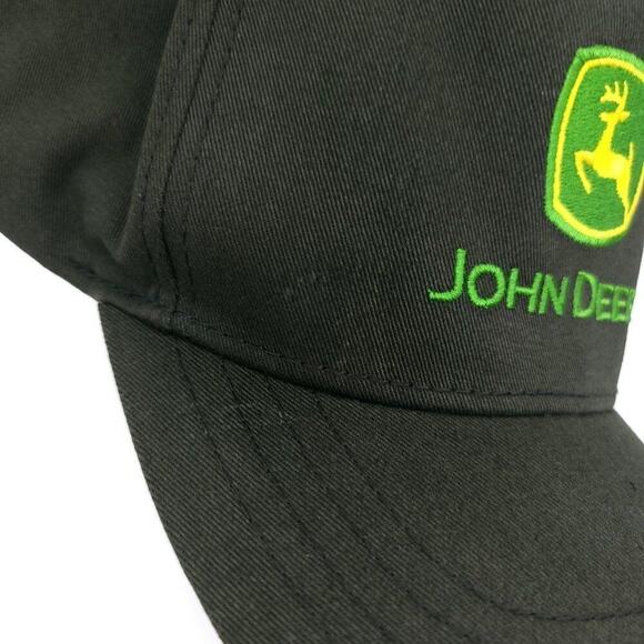 John Deere Black Cap Hat Used Snap Back Mens Unisex One Size Fits Most - Picture 9 of 10